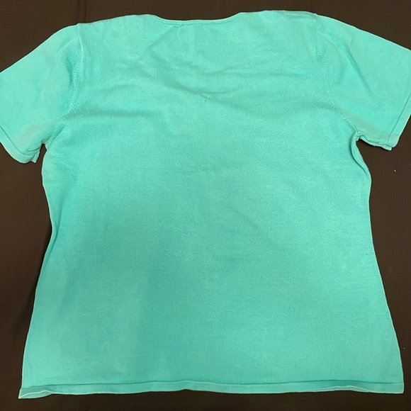 4/$20 | Teal Mesh Neckline T-Shirt with beads - Picture 7 of 7